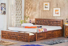 Diamond Indian Sheesham Solid Wood Bed with Frame King Size