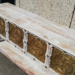 Handmade Carved Solid Hard Wood Console Table With Brass Fittings