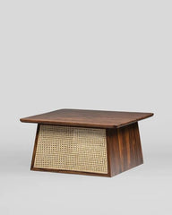 Rattan Elegance Series Solid Mango Wood Rectangular Centre Table with Cane Work