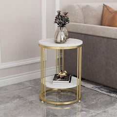 Urban Art Modern Round Side Table for Living Room Bedroom Iron Frame Wooden top Coffee Table Small Sofa end Table for Home Decor