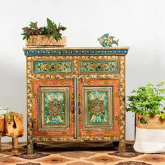 The Gileteen Handpainted 2 Door Cabinet for Living Room