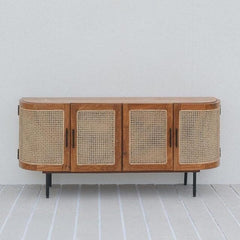 The Gileteen Natural Sideboard Buffet Rattan Kitchen and Living Room