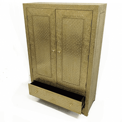 Indian Embossed Brass Work Solid Wood Cabinet Wardrobe D78