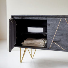 The Attic Clapham Solid Wood TV Unit Cabinet Black