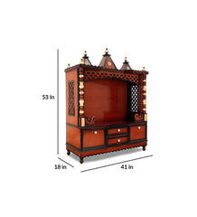 Sheesham Wood Handmade Mandir Home Temple In Brown