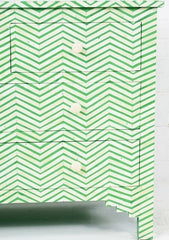 Maaya Bone Inlay Chest of 4 Drawers Green Chevron Zigzag