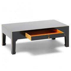 Golden Dragon Oriental Painted Solid Wood Black Coffee Table 110x60x45cm