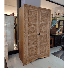 Indian Hand Carved Solid Wooden Cupboard Wardrobe D47