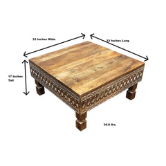 Hand Carved Solid Wood Coffee Table B5