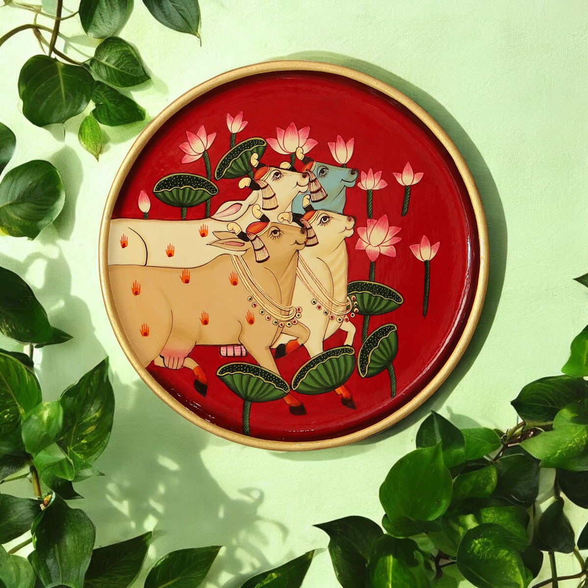 Indian Traditional Rajasthani Hand Painted Wall Decor Plates  02