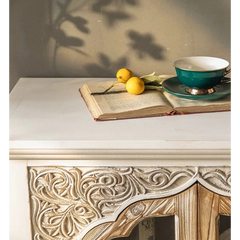 Indian Hand Carved Glass Door Solid Wood Sideboard A2