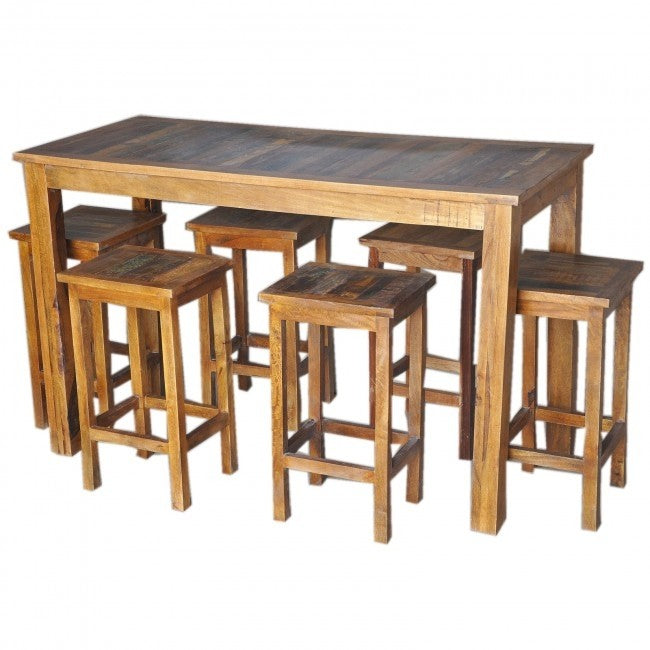 Corso Reclaimed & Mango Wood Bar Setting Set with Table and Stools Honey