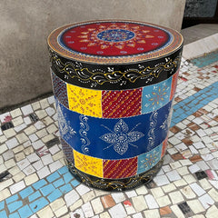 Indian Hand Painted Solid Wood Round Coffee Table C152