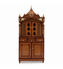 Large Sized Handmade Teak Wood Home Temple In Brown