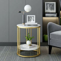 Urban Art Modern Round Side Table for Living Room Bedroom Iron Frame Wooden top Coffee Table Small Sofa end Table for Home Decor