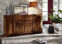 Gfine Sideboard with four doors and four drawers made of solid Sheesham wood 160x40x95Cm