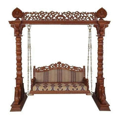 Indian Furniture Solid Wooden Carving Hanging Swings Jhula for Living Room