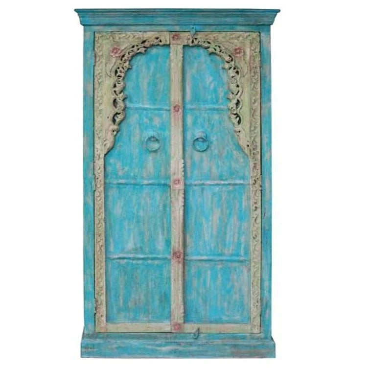 Indian Hand Carved Solid Wooden Cupboard Wardrobe D61