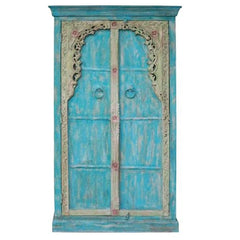 Indian Hand Carved Solid Wooden Cupboard Wardrobe D61