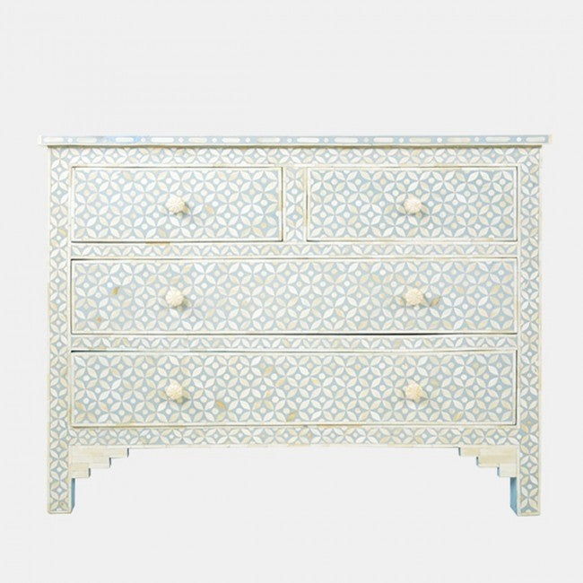 Maaya Bone Inlay Chest of Drawer sideboard White