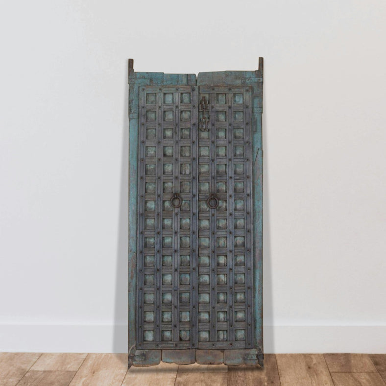 Indian Vintage Antique Hand Carved Reclaimed Teak Wood Door Panel 119