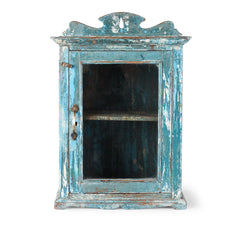 Indian Hand Carved Glass Door Solid Wood Small Cabinet D23