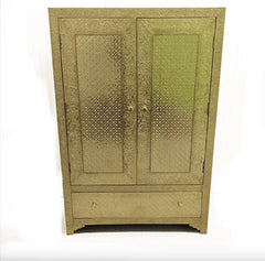 Indian Embossed Brass Work Solid Wood Cabinet Wardrobe D78