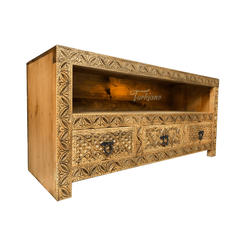 Indian Hand Carved Solid Wooden TV Unit 08