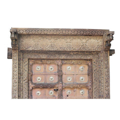Indian Vintage Antique Handcrafted Wooden Brass Work Door 64
