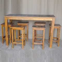 Corso Reclaimed & Mango Wood Bar Setting Set with Table and Stools Honey