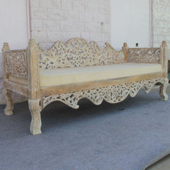 Mughal Garden Maharajah Indian Daybed Limewash XL