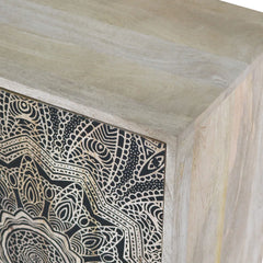 Angle Industrial Metal Leg & Wood Carved Sideboard