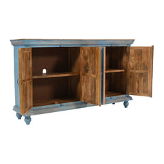 Indian Handmade Solid Wood Carved Doors Sideboard