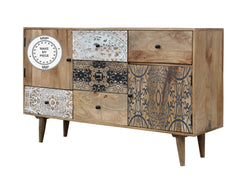 Avalon Indian Solid Wood Printed Long Chest Of Drawers Nat