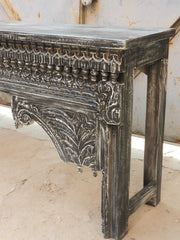 Hand Carved Indian Solid Wood Console Hall Table Black