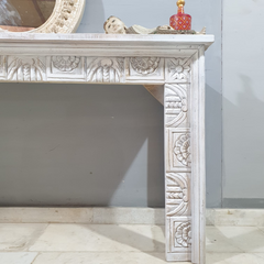 Indian Handmade Carved Wooden Console Hall Table Distressed 150x40x75Cm