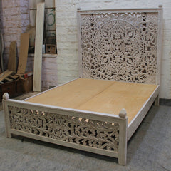 Dynasty Carved Panel Poster Bed Whitewash