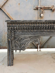 Hand Carved Indian Solid Wood Console Hall Table Black