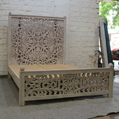 Dynasty Carved Panel Poster Bed Whitewash