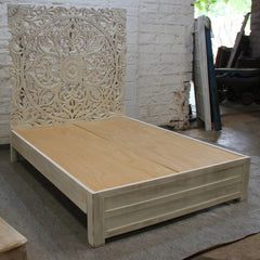 Dynasty Carved Queen Size Bed Natural