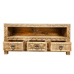 Indian Hand Carved Solid Wooden TV Unit 08