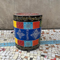 Indian Hand Painted Solid Wood Round Coffee Table C152