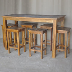 Corso Reclaimed & Mango Wood Bar Setting Set with Table and Stools Honey