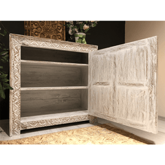 Indian Hand Carved Solid Hard Wood Single Door Cabinet D11