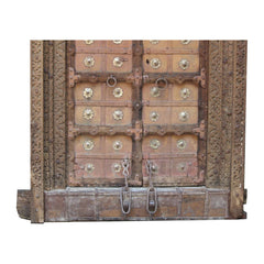 Indian Vintage Antique Handcrafted Wooden Brass Work Door 64