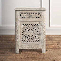 Indian Hand Carved  Solid Wood Bedside Table   07