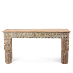 Antique Indian Hand Carved Solid Wood Console Table 06