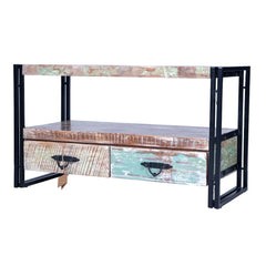 Aspen Indian Metal and Reclaimed Wood Rustic TV Stand C6