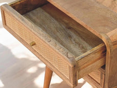 Rattan Elegance Series Solid Wood Cane Bedsides Table B11