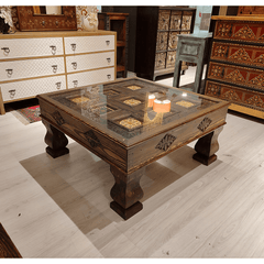 Mughal Hand Painted Solid Wood Coffee Table C31